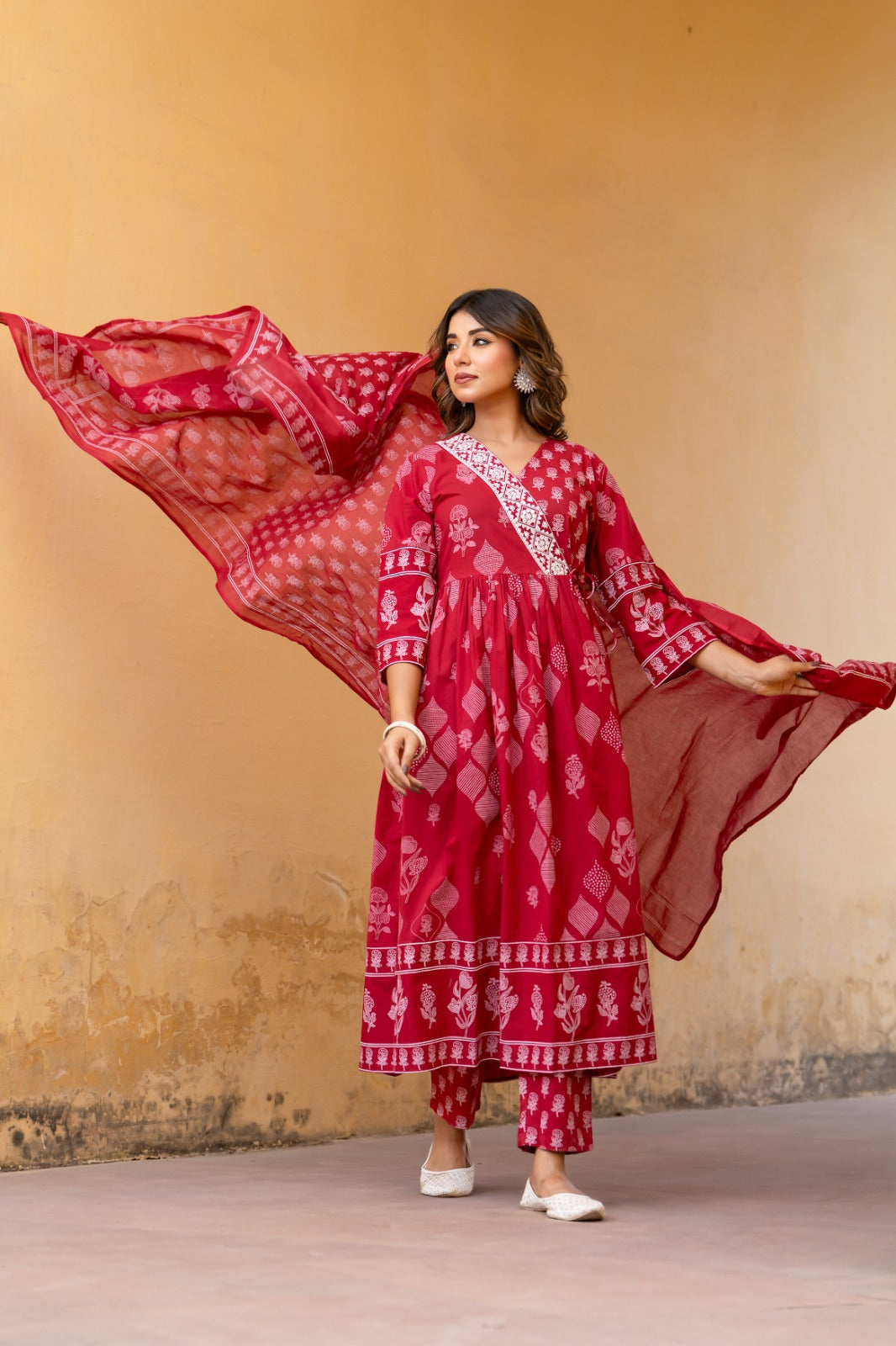 Pure cotton Angrakha full suit