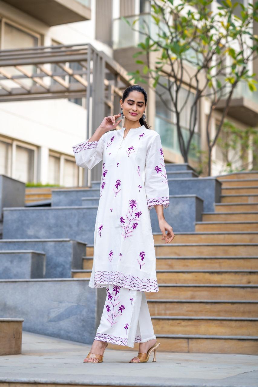 Premium cotton embroidery lining kurta pant