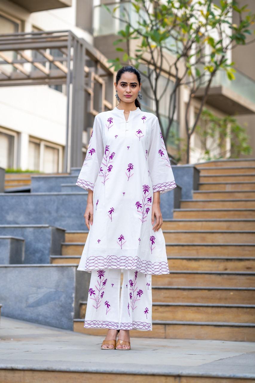 Premium cotton embroidery lining kurta pant