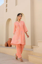 Mul cotton embroidery lining Co ord
