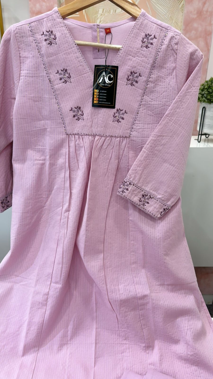 Premium embroidery katha stitch cotton kurta pant