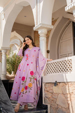 Pure cotton digital printed suit set in lilac