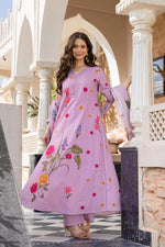 Pure cotton digital printed suit set in lilac