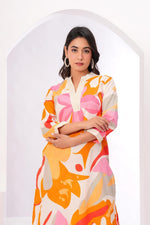 Digital printed smart co ord set in orange