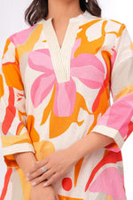 Digital printed smart co ord set in orange