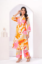 Digital printed smart co ord set in orange