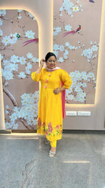 Pretty mul chanderi embroidery suit set