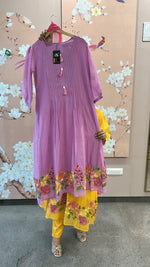 Pretty mul chanderi embroidery suit set in purple