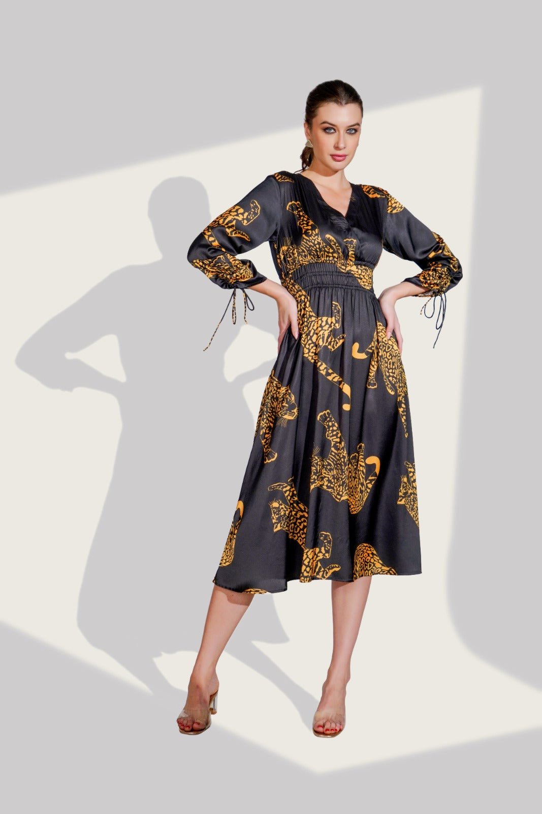 Satin silk one piece dress