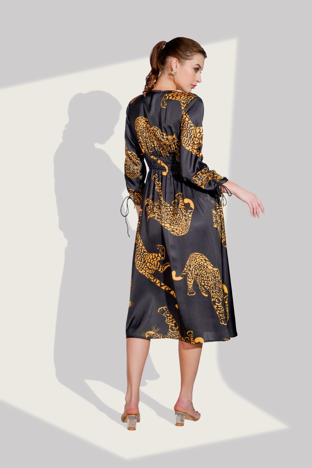 Satin silk one piece dress