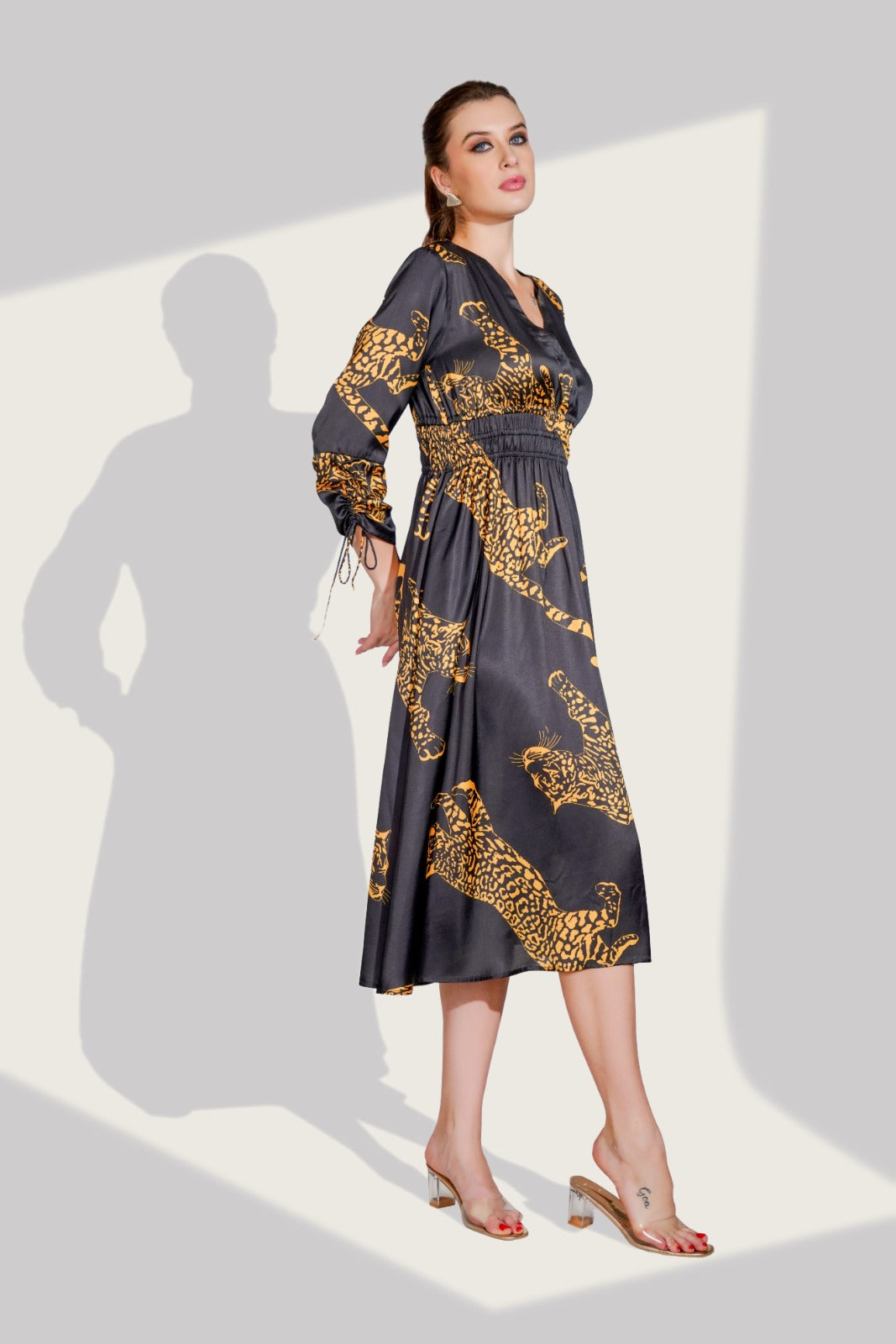 Satin silk one piece dress