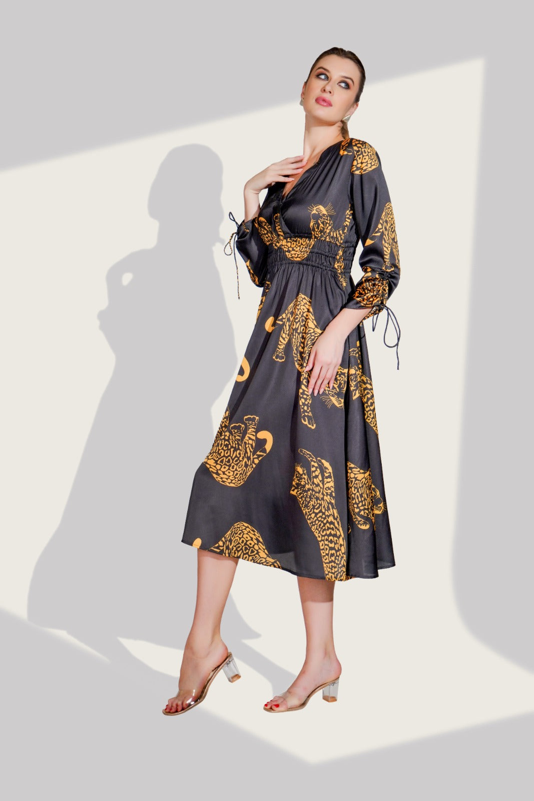 Satin silk one piece dress