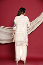 Embroidered collar digital printed cotton co ord