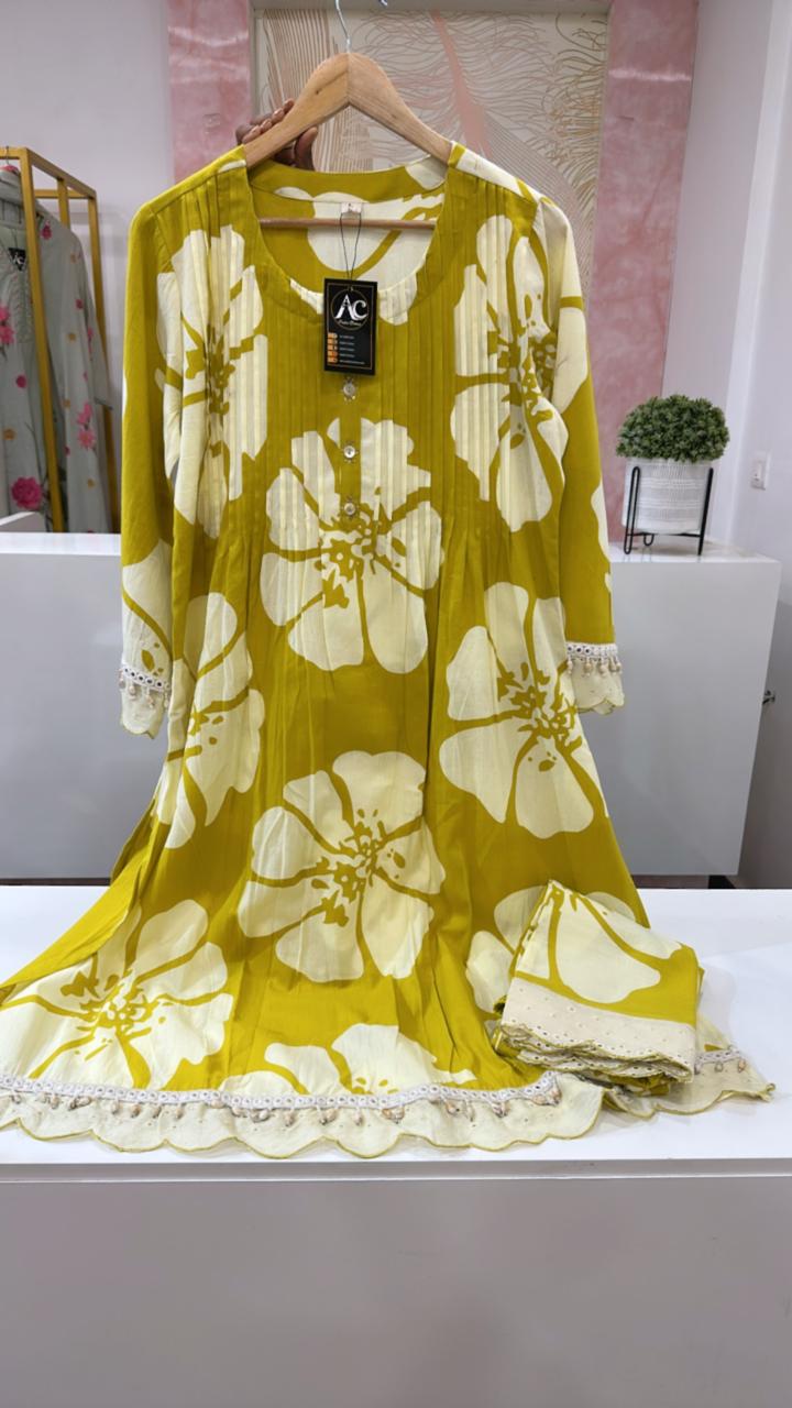 Wow cotton kurta pant with hakuba lave detailing