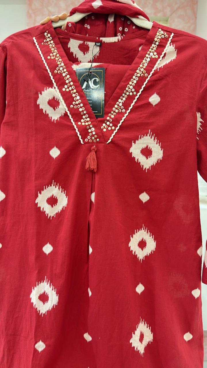 V neck cotton full suit set