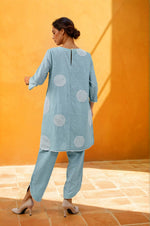 Super summery smart premium embroidery cotton co ord in blue