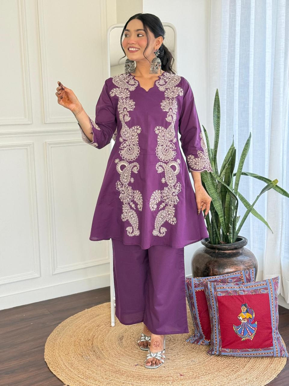 Restoked!! Pure cotton embroidered co ord set