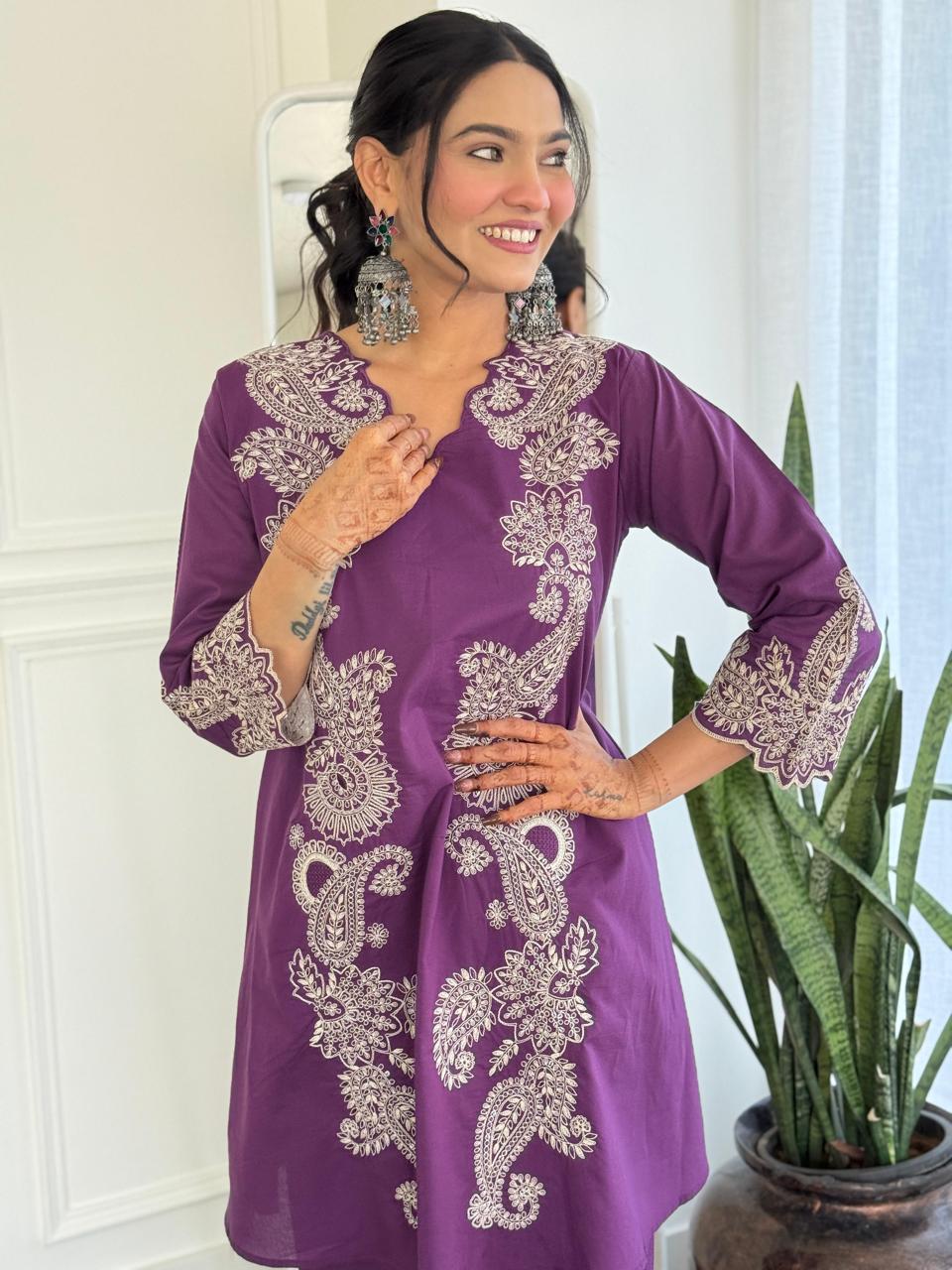 Restoked!! Pure cotton embroidered co ord set