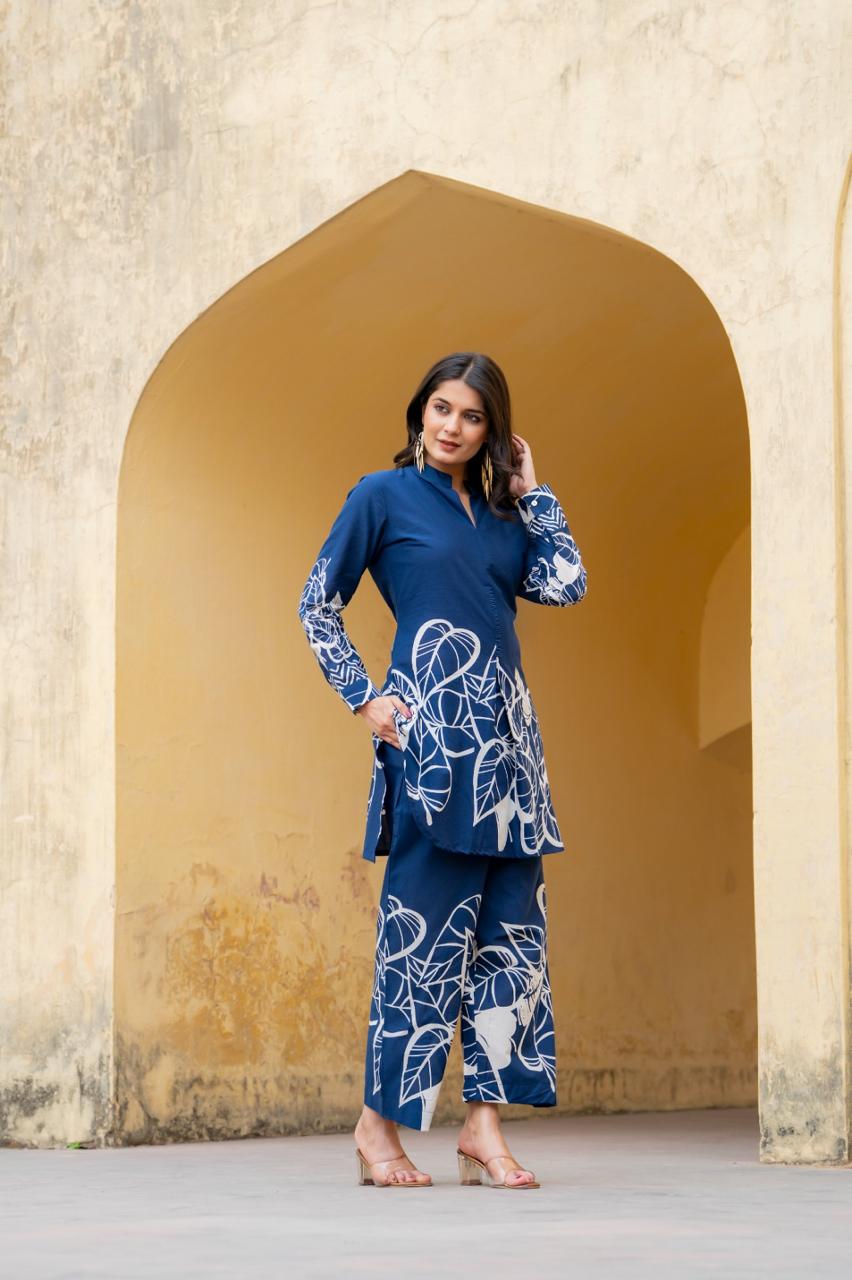 Summer perfect digital printed co ord in blue