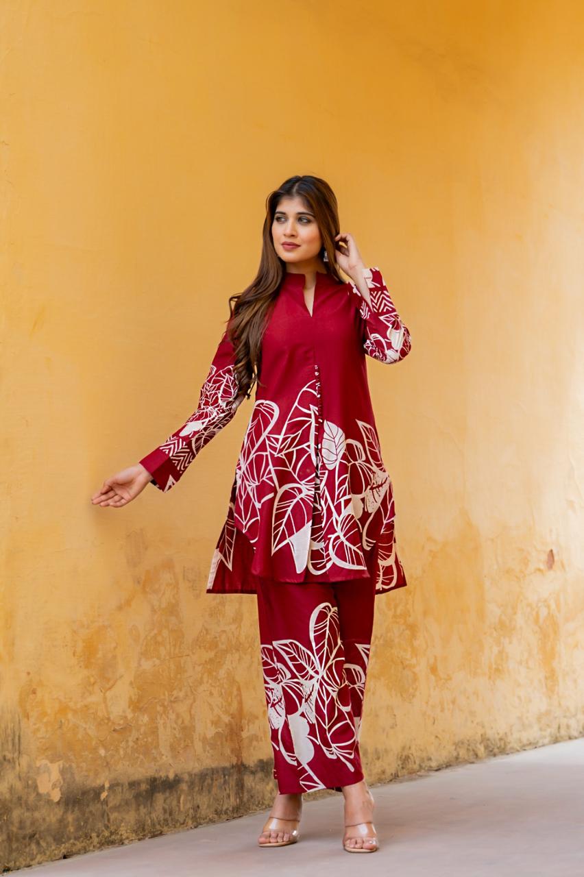 Summer perfect digital printed co ord in red