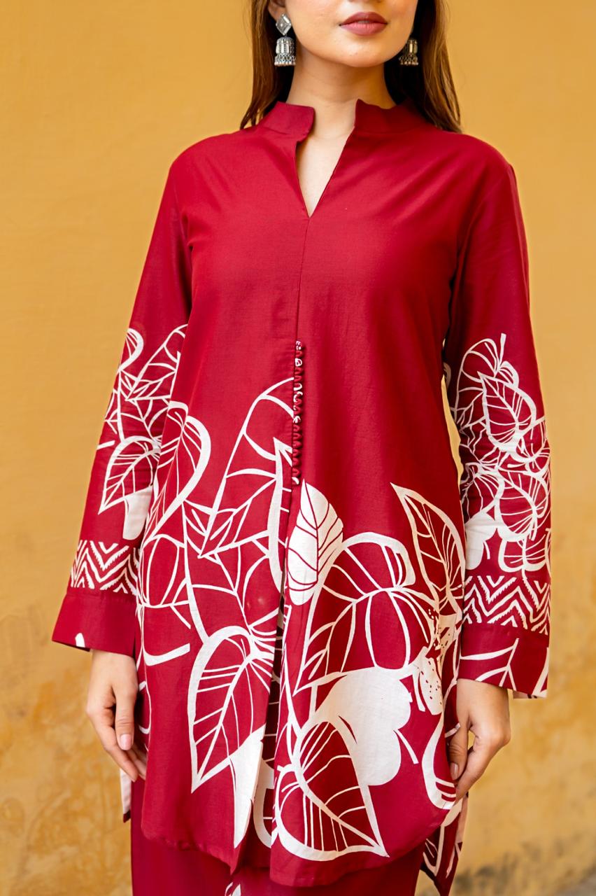 Summer perfect digital printed co ord in red