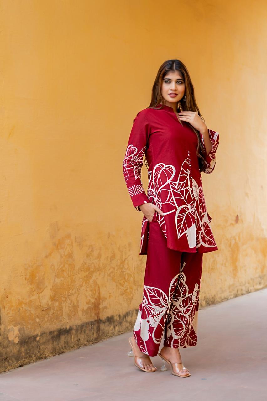 Summer perfect digital printed co ord in red