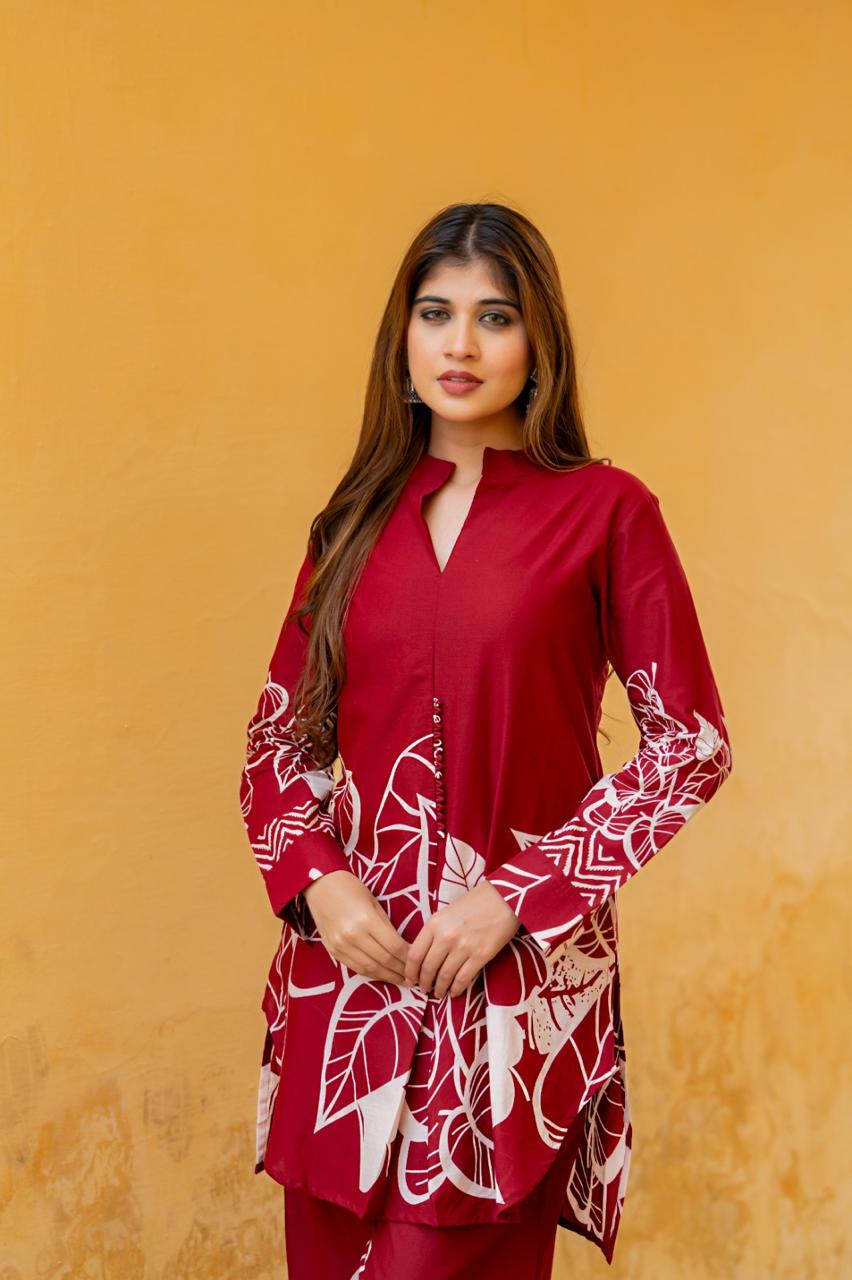 Summer perfect digital printed co ord in red