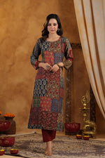 Pretty mul silk katha stitched lining kurta pant