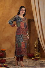 Pretty mul silk katha stitched lining kurta pant