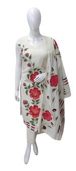 Sleeveless brush paintedcotton full suit (extra sleeves available)