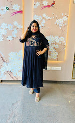 Pretty Mul cotton embroidered Anarkali half lining suit set