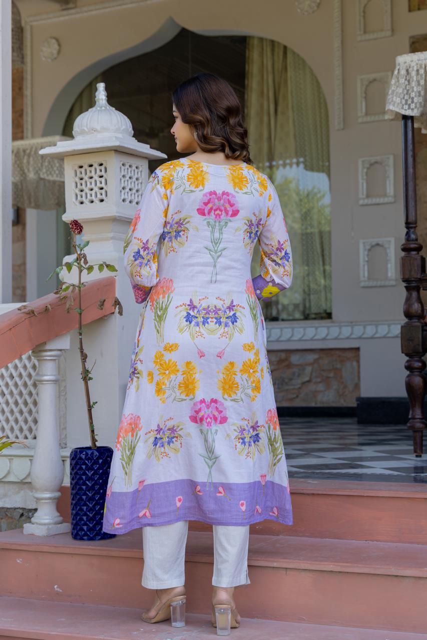 Pure mul cotton digital printed lining kurta pant