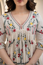 Pretty jacquard cotton embroidered co ord