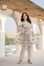 Pretty jacquard cotton embroidered co ord