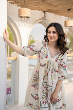 Pretty jacquard cotton embroidered co ord