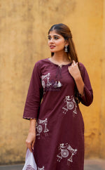 Pretty cotton Worli art suit set in mouse