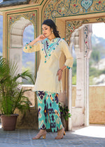 Pretty cotton Ikkat co ord with shell detailing