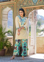 Pretty cotton Ikkat co ord with shell detailing