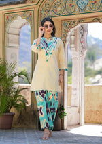 Pretty cotton Ikkat co ord with shell detailing