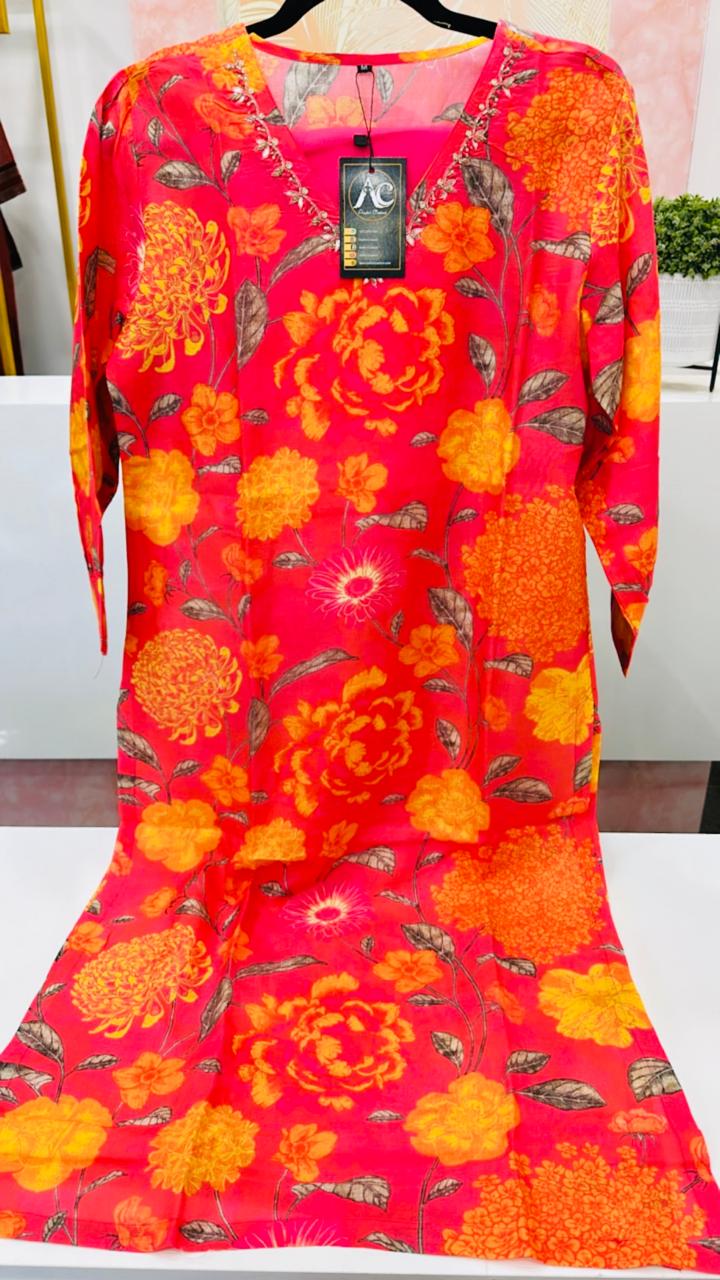 Pure crepe V neck kurta pant