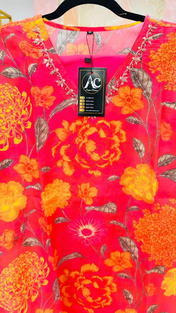 Pure crepe V neck kurta pant