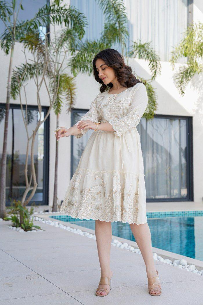 Pretty cotton ivory shade one piece