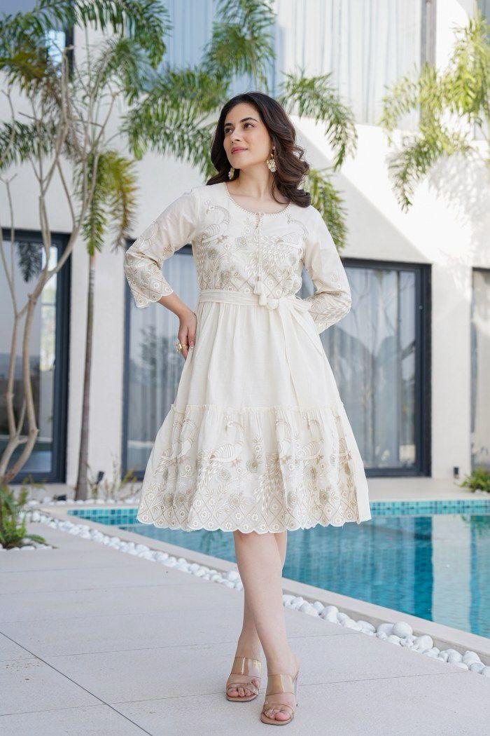 Pretty cotton ivory shade one piece