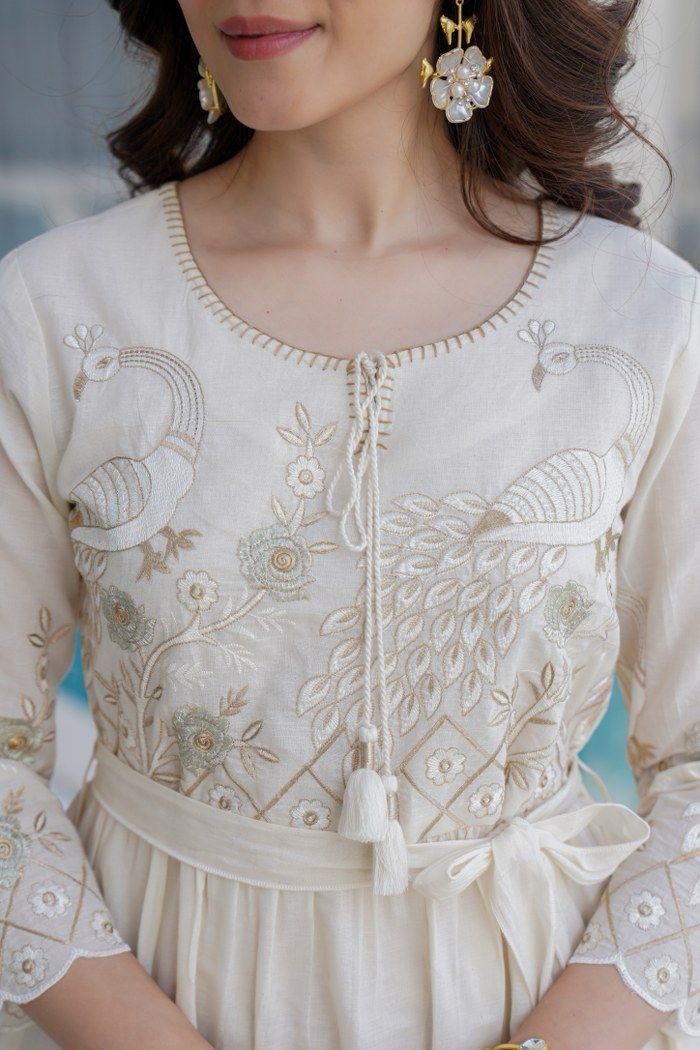 Pretty cotton ivory shade one piece