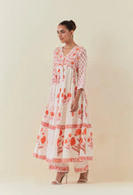 Pure cotton Alia cut half lining suit set in orange