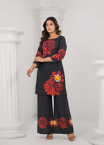 Beautiful cotton co ord in black n red