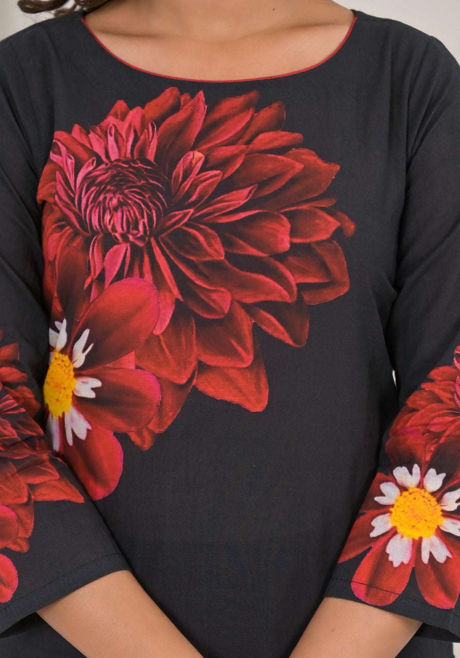 Beautiful cotton co ord in black n red