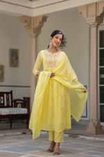 Pure Mul cotton embroidered Anarkali suit set