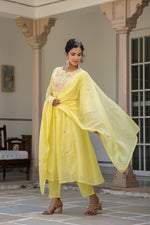 Pure Mul cotton embroidered Anarkali suit set