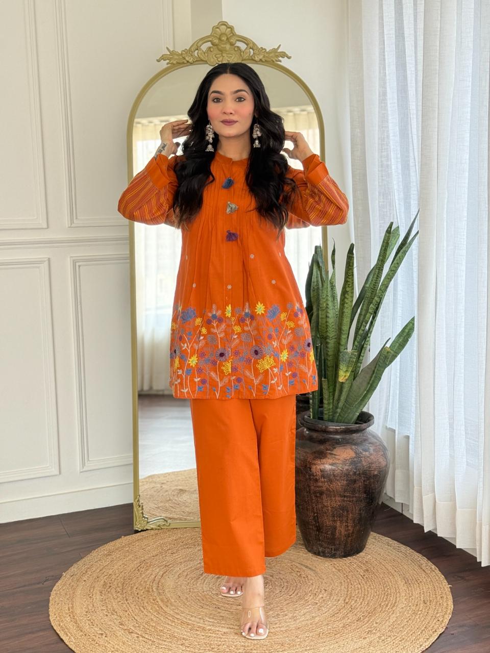 Pure cotton embroidered Co ord